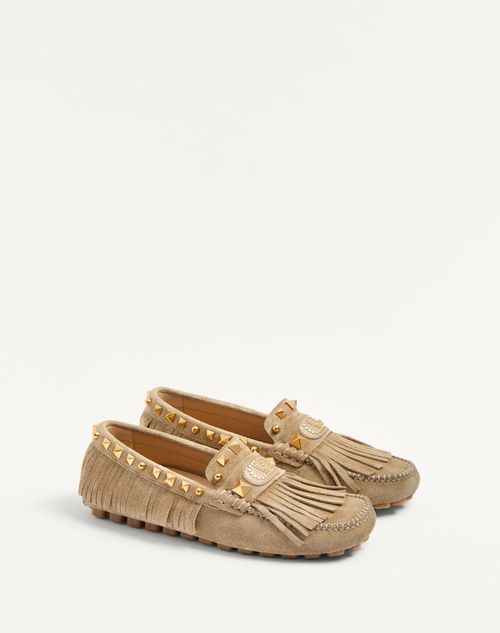 Valentino MOCASINES PLASTER CASTER DRIVER DE GAMUZA CON FLECOS Ventas relámpago