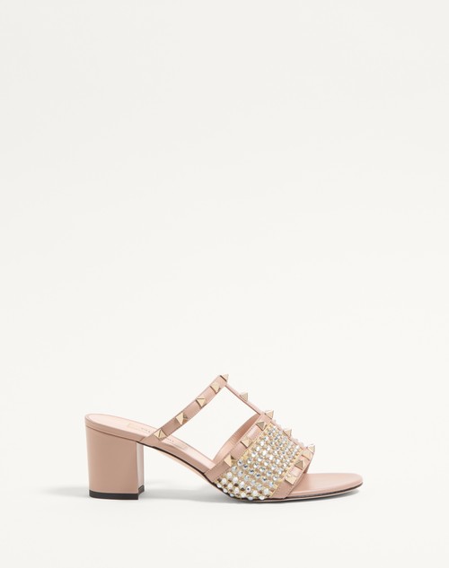 Valentino SANDALIA SIN TALÓN ROCKSTUD DE CUERO DE BECERRO CON ESTRÁS Y TACÓN DE 60 MM