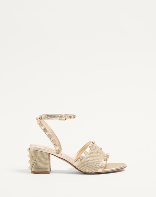 Valentino SANDALIA ROCKSTUD EN CUERO NAPA LAMINADO CON BORDADO CORNELY Y TACÓN DE 60 MM