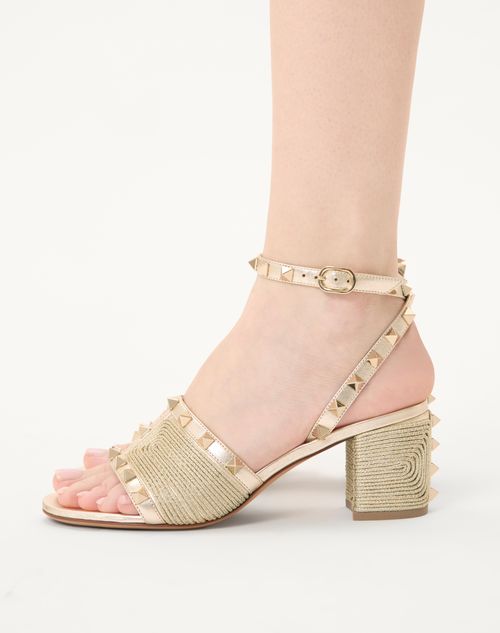 Valentino SANDALIA ROCKSTUD EN CUERO NAPA LAMINADO CON BORDADO CORNELY Y TACÓN DE 60 MM Mejor oferta