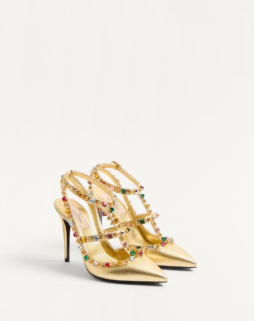 Valentino ZAPATO ROCKSTUD DE CUERO NAPA LAMINADO CON CABUJONES Y CRISTALES Y TACÓN DE 100 MM Precio de fábrica