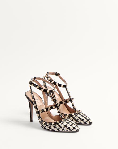 Valentino ZAPATO ROCKSTUD DE TEJIDO PIED-DE-POULE CON TACÓN DE 100 MM Promoción por tiempo limitado