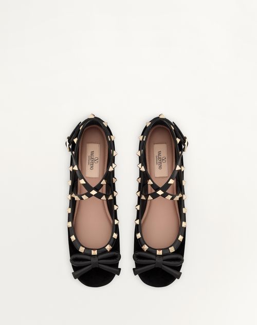 Valentino BALLERINAS ROCKSTUD DE TERCIOPELO Oferta especial de fábrica