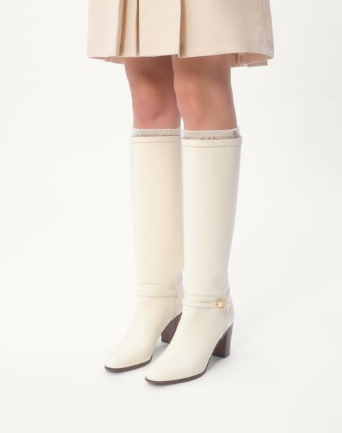Valentino BOTAS PATTIE DE CUERO DE BECERRO Y TACÓN DE 75 MM Tienda de fábrica