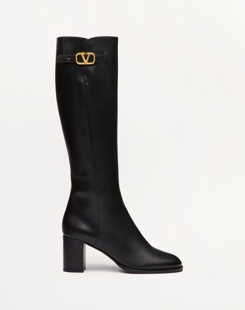 Valentino BOTA DE CUERO DE BECERRO CON EL VLOGO SIGNATURE Y CON TACÓN DE 70 MM