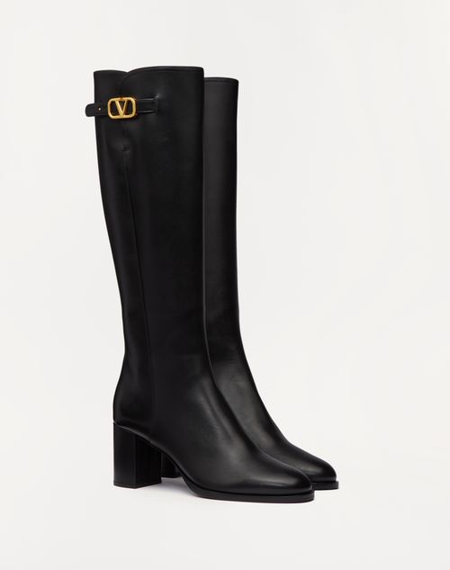 Valentino BOTA DE CUERO DE BECERRO CON EL VLOGO SIGNATURE Y CON TACÓN DE 70 MM Precios de Black Friday