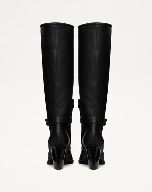 Valentino BOTA DE CUERO DE BECERRO CON EL VLOGO SIGNATURE Y CON TACÓN DE 75 MM Oferta exclusiva