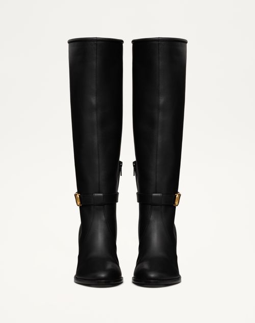 Valentino BOTA DE CUERO DE BECERRO CON EL VLOGO SIGNATURE Y CON TACÓN DE 75 MM Oferta exclusiva
