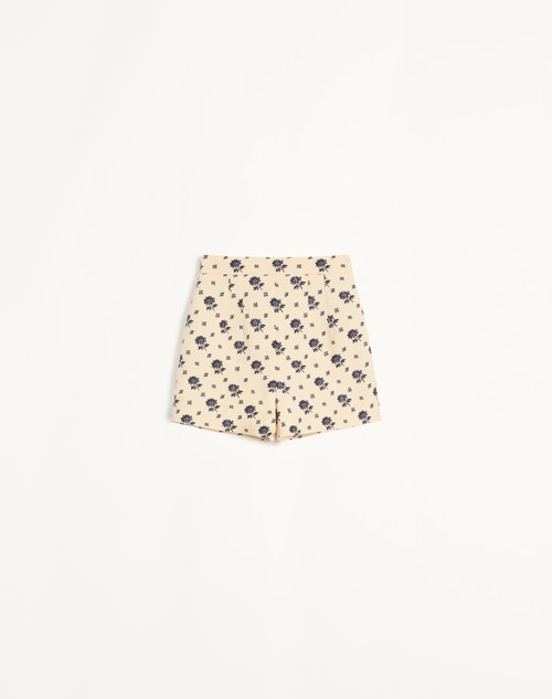 Valentino SHORTS DE CREPE COUTURE FIORELLINO BLU PAPIER FLORAL Rebajas de fábrica