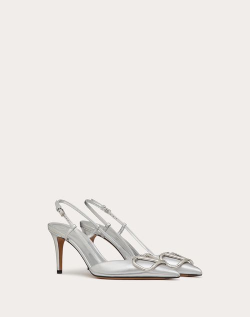 Valentino ZAPATO DE CUERO NAPA LAMINADO CON CORREA TRASERA VLOGO SIGNATURE Y TACÓN DE 80 MM Rebajas online