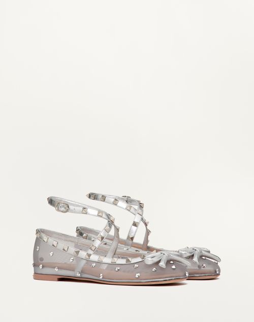 Valentino BALLERINA ROCKSTUD DE MALLA CON CRISTALES Precio de fábrica