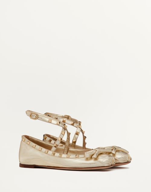 Valentino BALLERINA ROCKSTUD DE CUERO NAPA LAMINADO Promoción por tiempo limitado