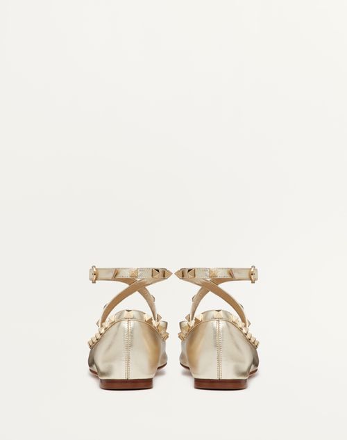 Valentino BALLERINA ROCKSTUD DE CUERO NAPA LAMINADO Promoción por tiempo limitado