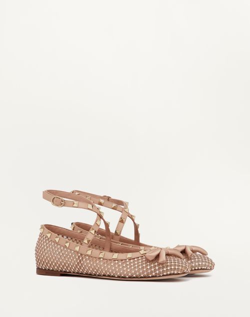 Valentino BALLERINA ROCKSTUD DE MALLA CON CRISTALES Superdescuento
