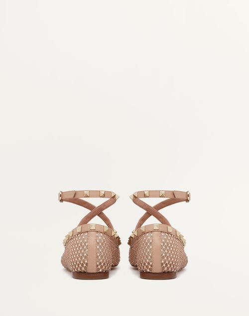 Valentino BALLERINA ROCKSTUD DE MALLA CON CRISTALES Superdescuento
