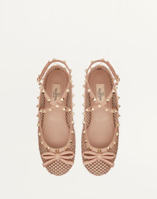 Valentino BALLERINA ROCKSTUD DE MALLA CON CRISTALES Superdescuento