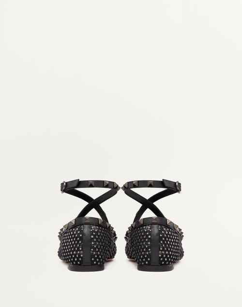 Valentino BALLERINA ROCKSTUD DE MALLA CON CRISTALES Y TACHUELAS A TONO Grandes descuentos