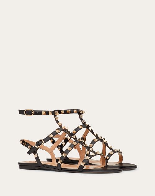 Valentino SANDALIAS PLANAS ROCKSTUD DE PIEL DE BECERRO CON TIRAS Ventas relámpago