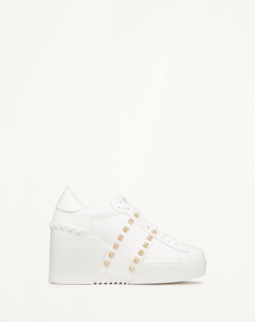 Valentino ZAPATILLA DEPORTIVA OPEN DISCO DE CUERO DE BECERRO CON TACÓN EN CUÑA DE 85 MM