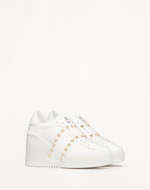 Valentino ZAPATILLA DEPORTIVA OPEN DISCO DE CUERO DE BECERRO CON TACÓN EN CUÑA DE 85 MM Tienda de fábrica