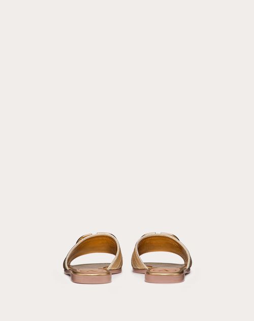 Valentino SANDALIAS SIN TALÓN DE CUERO METALIZADO CON EL VLOGO SIGNATURE Y CON BORDADO CORNELY Descuentos del mes