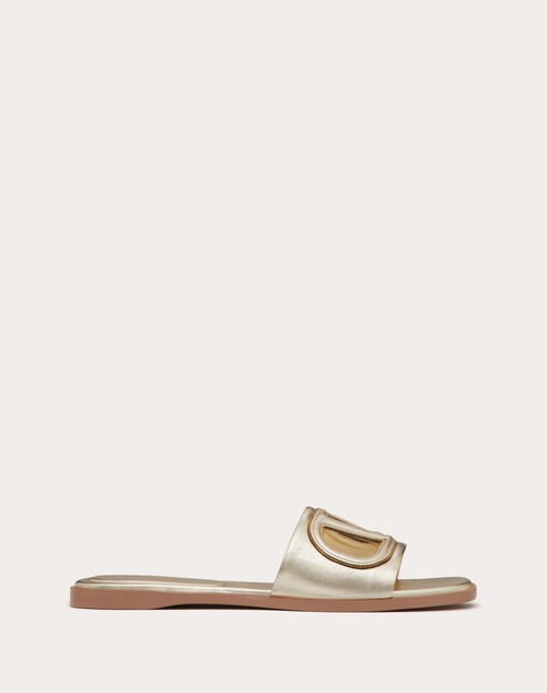 Valentino SANDALIA SIN TALÓN DE CUERO NAPA LAMINADO CON EL VLOGO CALADO Ofertas especiales
