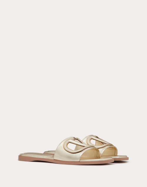 Valentino SANDALIA SIN TALÓN DE CUERO NAPA LAMINADO CON EL VLOGO CALADO Ofertas especiales