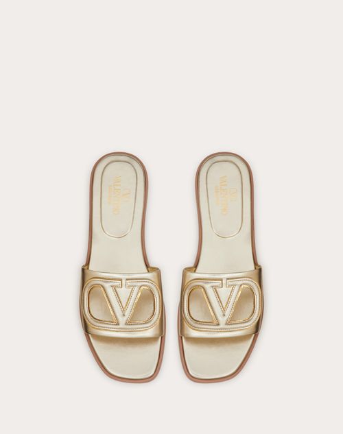 Valentino SANDALIA SIN TALÓN DE CUERO NAPA LAMINADO CON EL VLOGO CALADO Ofertas especiales