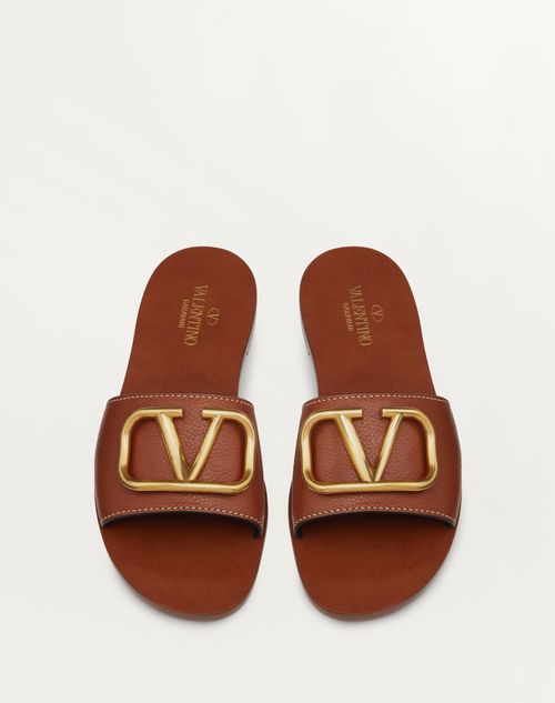 Valentino SANDALIAS DE PALA VLOGO SIGNATURE DE CUERO DE VACA GRANULADO CON ACCESORIO Rebajas de fin de temporada