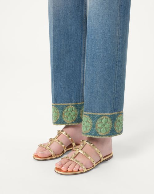 Valentino SANDALIA SIN TALÓN ROCKSTUD DE CUERO NAPA LAMINADO Precio ultrabajo