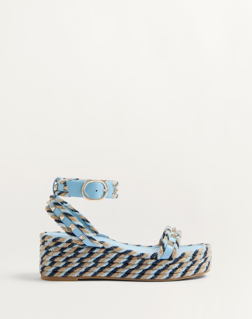 Valentino SANDALIA ROCKSTUD FLATFORM DE CUERO DE BECERRO CON TACÓN DE 45 MM