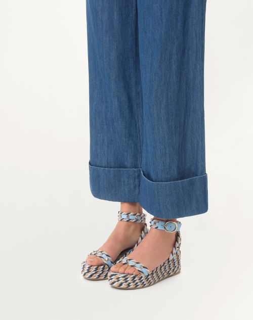 Valentino SANDALIA ROCKSTUD FLATFORM DE CUERO DE BECERRO CON TACÓN DE 45 MM En oferta