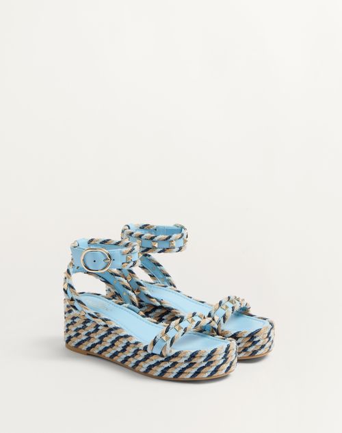 Valentino SANDALIA ROCKSTUD FLATFORM DE CUERO DE BECERRO CON TACÓN DE 45 MM En oferta