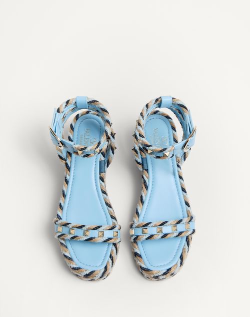 Valentino SANDALIA ROCKSTUD FLATFORM DE CUERO DE BECERRO CON TACÓN DE 45 MM En oferta