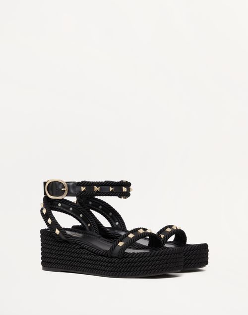 Valentino SANDALIA ROCKSTUD FLATFORM DE CUERO DE BECERRO CON TACÓN DE 45 MM Gran oferta