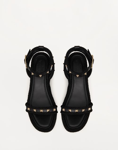 Valentino SANDALIA ROCKSTUD FLATFORM DE CUERO DE BECERRO CON TACÓN DE 45 MM Gran oferta