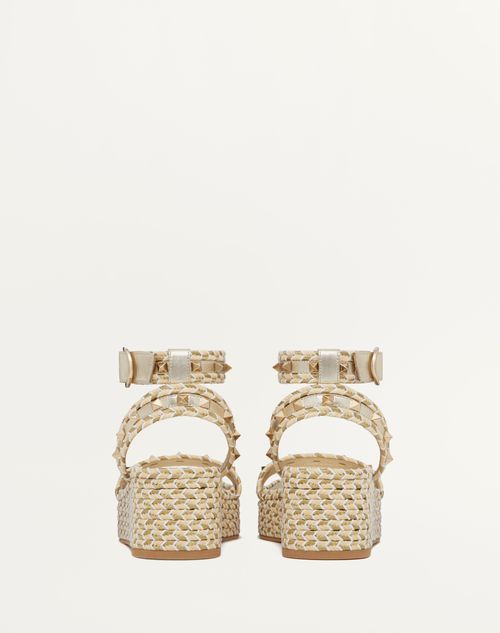 Valentino SANDALIA ROCKSTUD FLATFORM DE CUERO NAPA LAMINADO CON TACÓN DE 45 MM Rebajas baratas