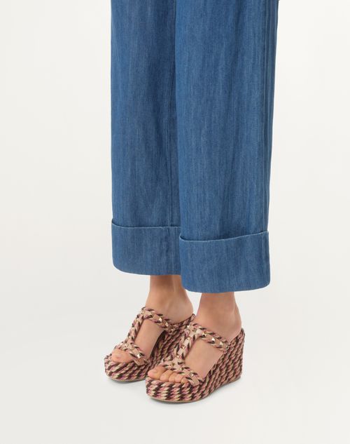 Valentino SANDALIA ROCKSTUD DE CUERO DE BECERRO CON TACÓN EN CUÑA DE 90 MM Rebajas de fábrica