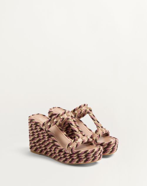 Valentino SANDALIA ROCKSTUD DE CUERO DE BECERRO CON TACÓN EN CUÑA DE 90 MM Rebajas de fábrica