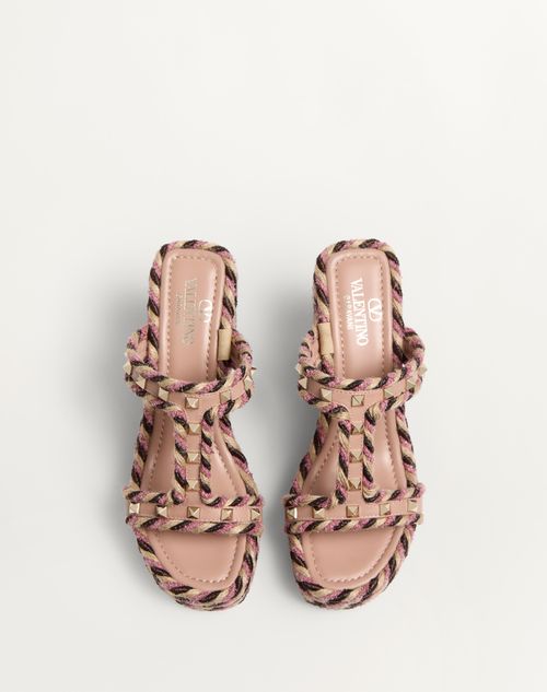 Valentino SANDALIA ROCKSTUD DE CUERO DE BECERRO CON TACÓN EN CUÑA DE 90 MM Rebajas de fábrica