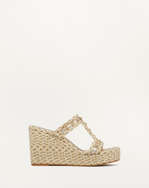 Valentino SANDALIA ROCKSTUD CUERO NAPA LAMINADO CON TACÓN EN CUÑA DE 90 MM