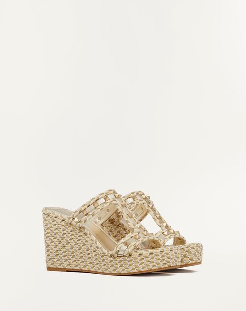 Valentino SANDALIA ROCKSTUD CUERO NAPA LAMINADO CON TACÓN EN CUÑA DE 90 MM Los más vendidos