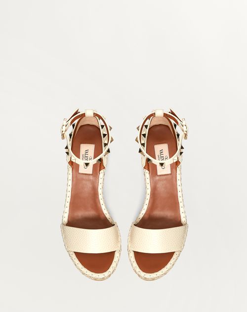 Valentino SANDALIAS DE CUÑA ROCKSTUD DOUBLE DE PIEL DE BECERRO GRANULADA CON TACÓN DE 105 MM Ventas relámpago