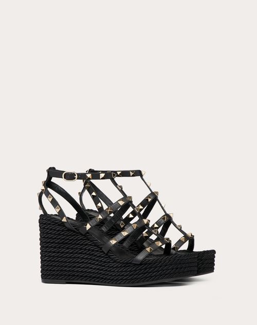 Valentino SANDALIAS DE CUÑA ROCKSTUD CON TIRAS DE PIEL DE BECERRO Y TACÓN DE 95 MM Mejor oferta