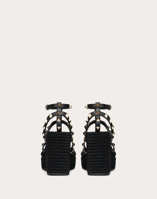 Valentino SANDALIAS DE CUÑA ROCKSTUD CON TIRAS DE PIEL DE BECERRO Y TACÓN DE 95 MM Mejor oferta