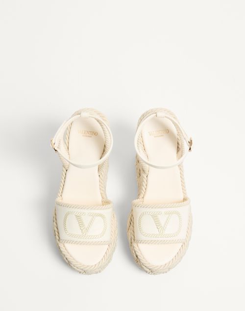 Valentino SANDALIA VLOGO DE CUERO NAPA CON TACÓN EN CUÑA DE PAÑO DE SEDA DE 130 MM Rebajas top