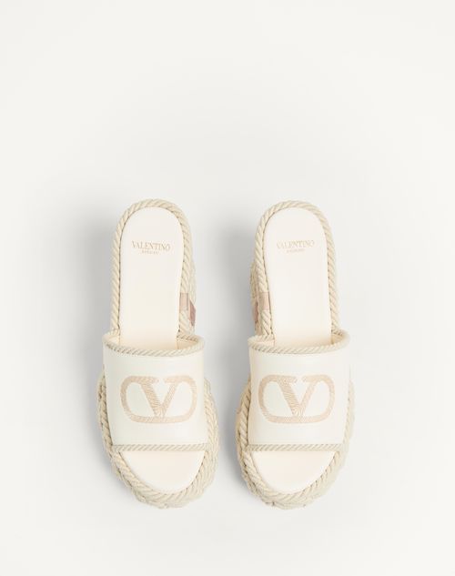 Valentino SANDALIA SIN TALÓN VLOGO DE CUERO NAPA CON TACÓN EN CUÑA DE PAÑO DE SEDA DE 100 MM Oferta especial