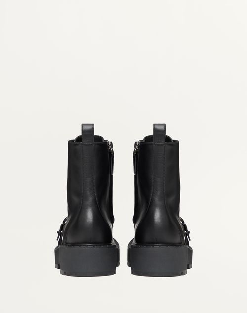 Valentino BOTA MILITAR DE CUERO DE BECERRO CON EL VLOGO SIGNATURE Y TACÓN DE 45 MM Envío gratis