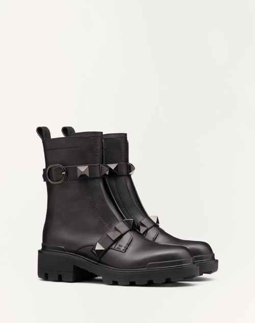 Valentino BOTAS MILITARES ROMAN STUD DE PIEL DE BECERRO CON TACHUELAS EN EL MISMO TONO Y TACÓN DE 40 MM ÚLTIMAS EDICIONES