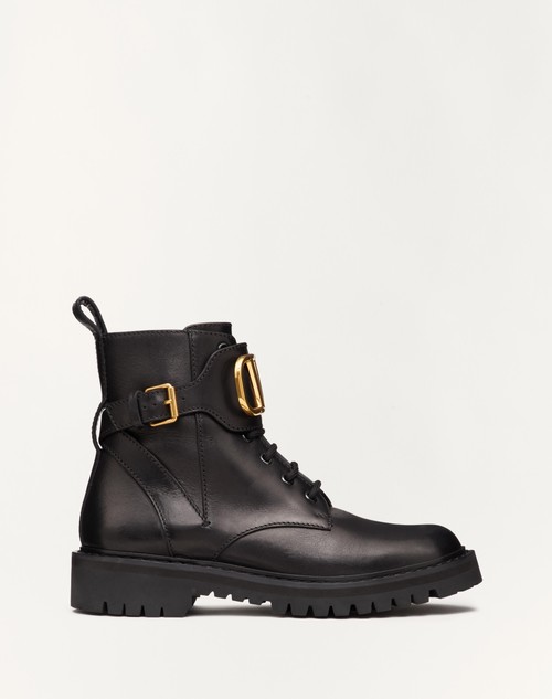Valentino BOTAS TIPO MILITAR VLOGO SIGNATURE DE PIEL DE BECERRO CON TACÓN DE 35 MM